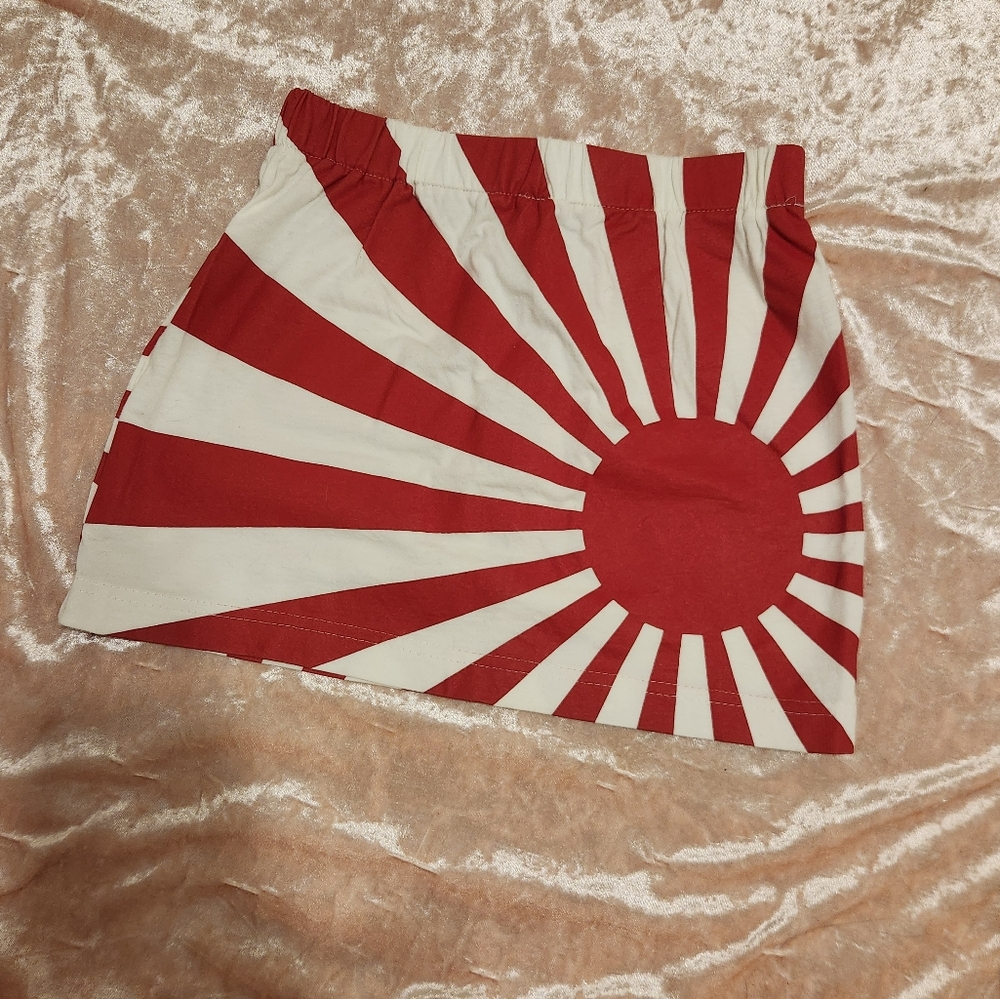 Hell Cat Punks rising sun Japanese flag red white mini skirt punk vintage y2k